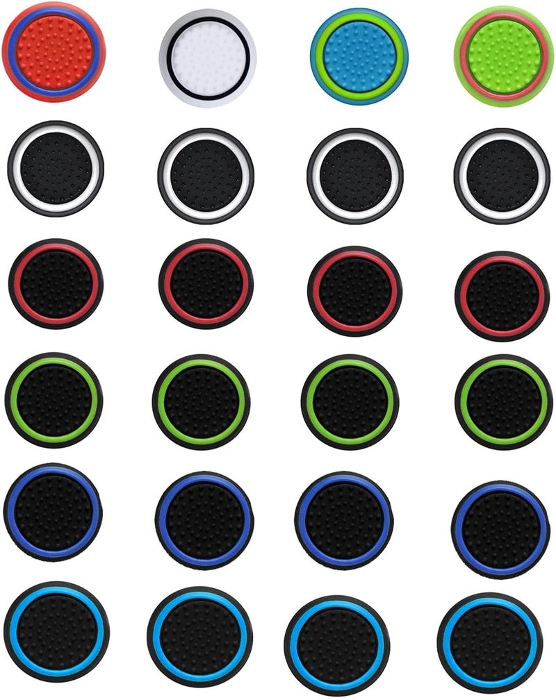 CTHTBZ 24PCS Silicone Performance Joystick Grips Analog Thumb Stick Grip Cap for PS2, PS3, PS4, PS5, Xbox One, Xbox Series X/S, Xbox 360, Switch Pro Controller (Black&Blue) - Image 1